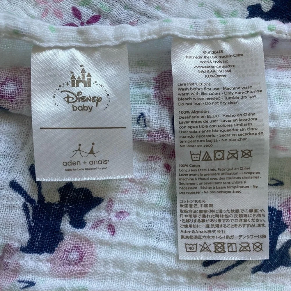 Aden +‎ Anais Disney Baby Bambi Deer Swaddle Blanket Muslin Purple Blue 41 x 44